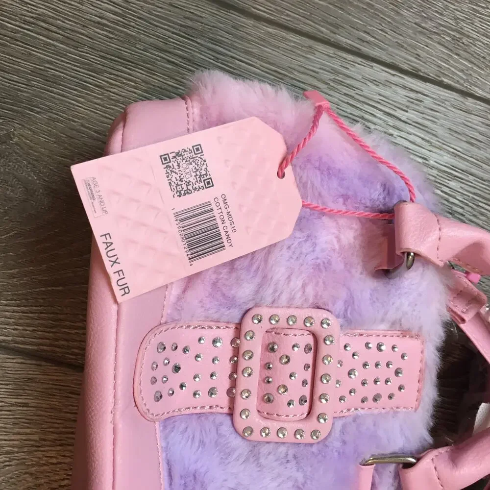 OMG Accessories Purse Girl Furry Pink Purple Handbag Crossbody